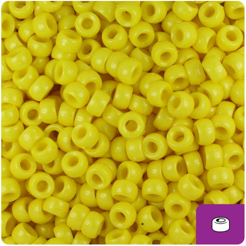 Yellow Opaque 6.5mm Mini Barrel Pony Beads (200pcs)