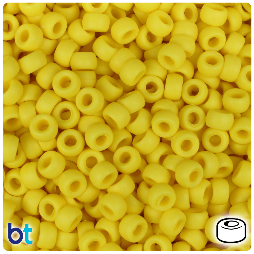 Yellow Matte 6.5mm Mini Barrel Pony Beads (1000pcs)