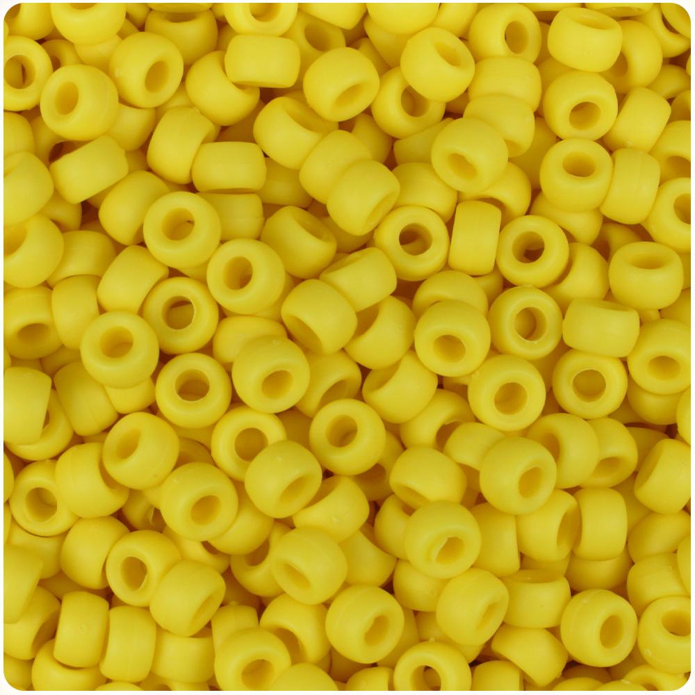 Yellow Matte 6.5mm Mini Barrel Pony Beads (200pcs)