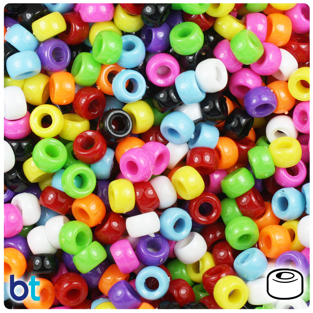 Opaque Mix 6.5mm Mini Barrel Pony Beads (1000pcs)