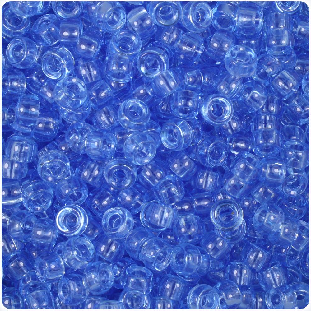 Medium Sapphire Transparent 6.5mm Mini Barrel Pony Beads (200pcs)