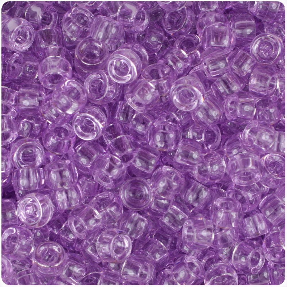 Light Amethyst Transparent 6.5mm Mini Barrel Pony Beads (200pcs)