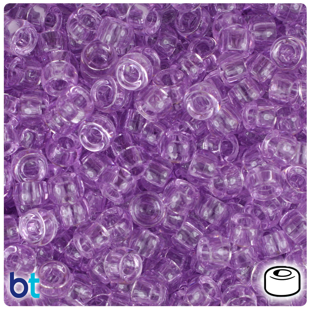 Light Amethyst Transparent 6.5mm Mini Barrel Pony Beads (1000pcs)
