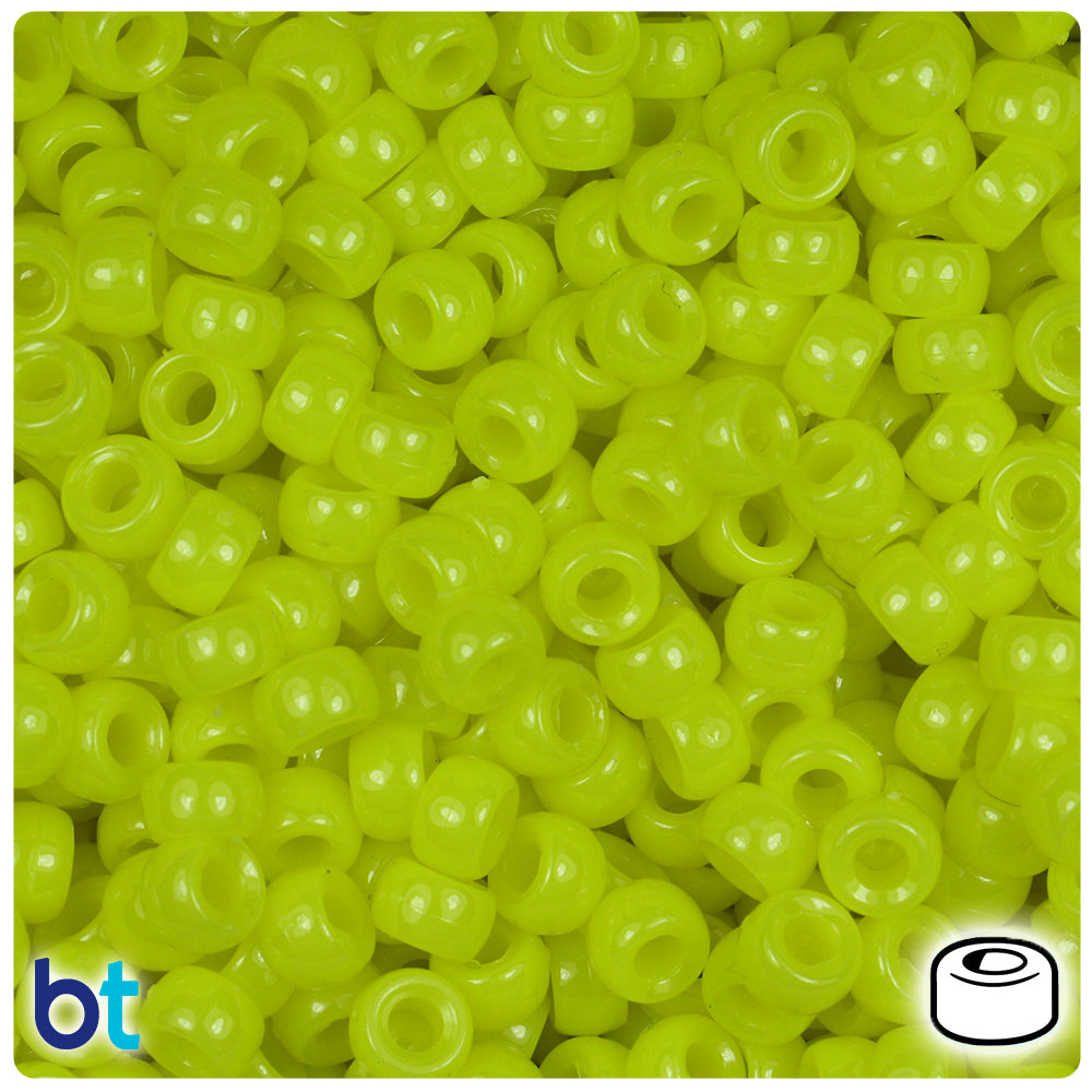 Lemon Neon Bright 6.5mm Mini Barrel Pony Beads (1000pcs)