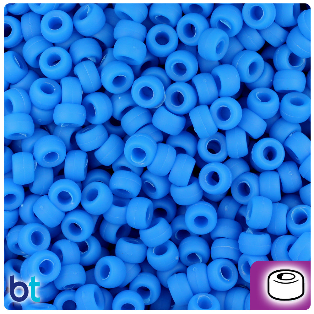 True Blue Matte 6.5mm Mini Barrel Pony Beads (1000pcs)