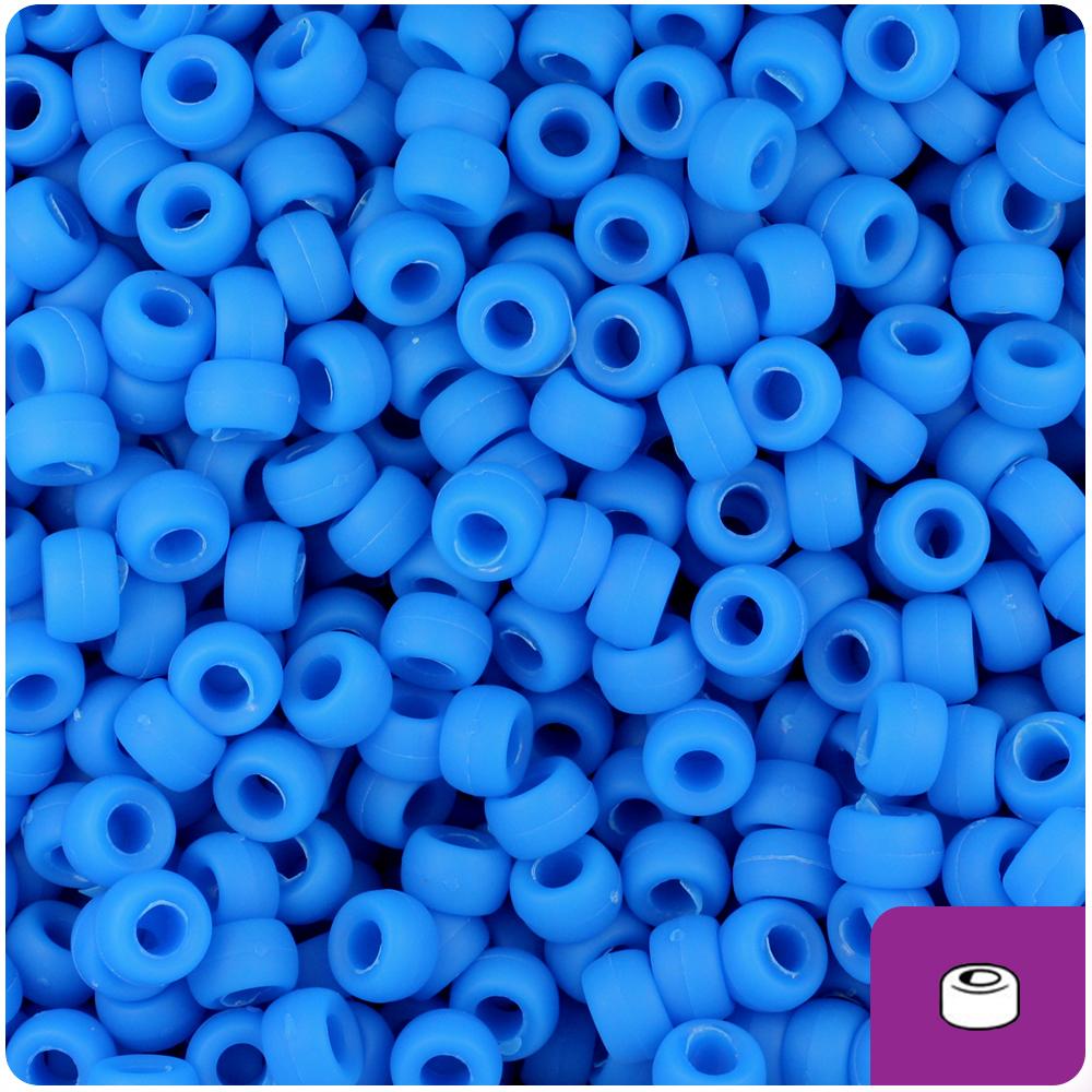 True Blue Matte 6.5mm Mini Barrel Pony Beads (200pcs)