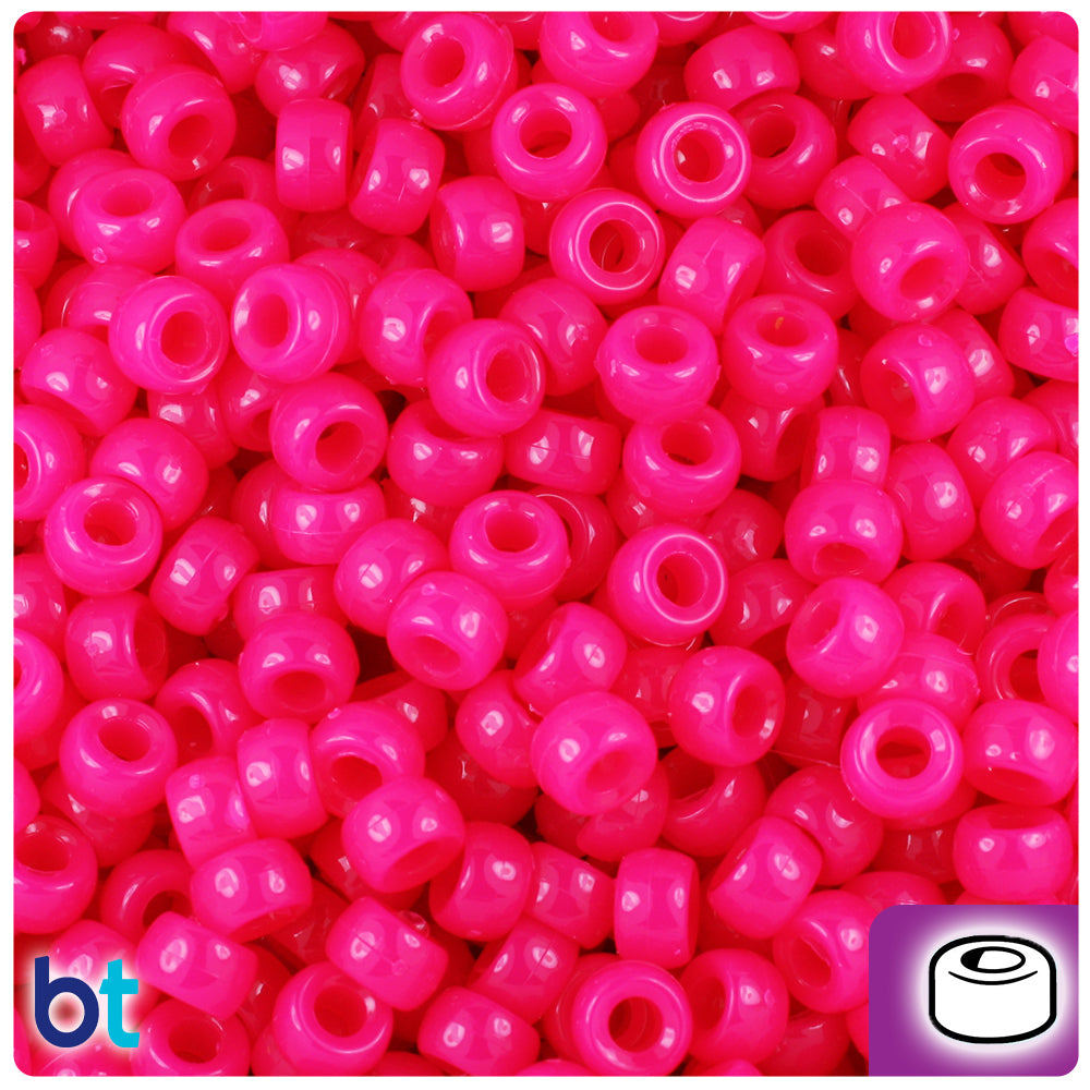 Magenta Neon Bright 6.5mm Mini Barrel Pony Beads (1000pcs)