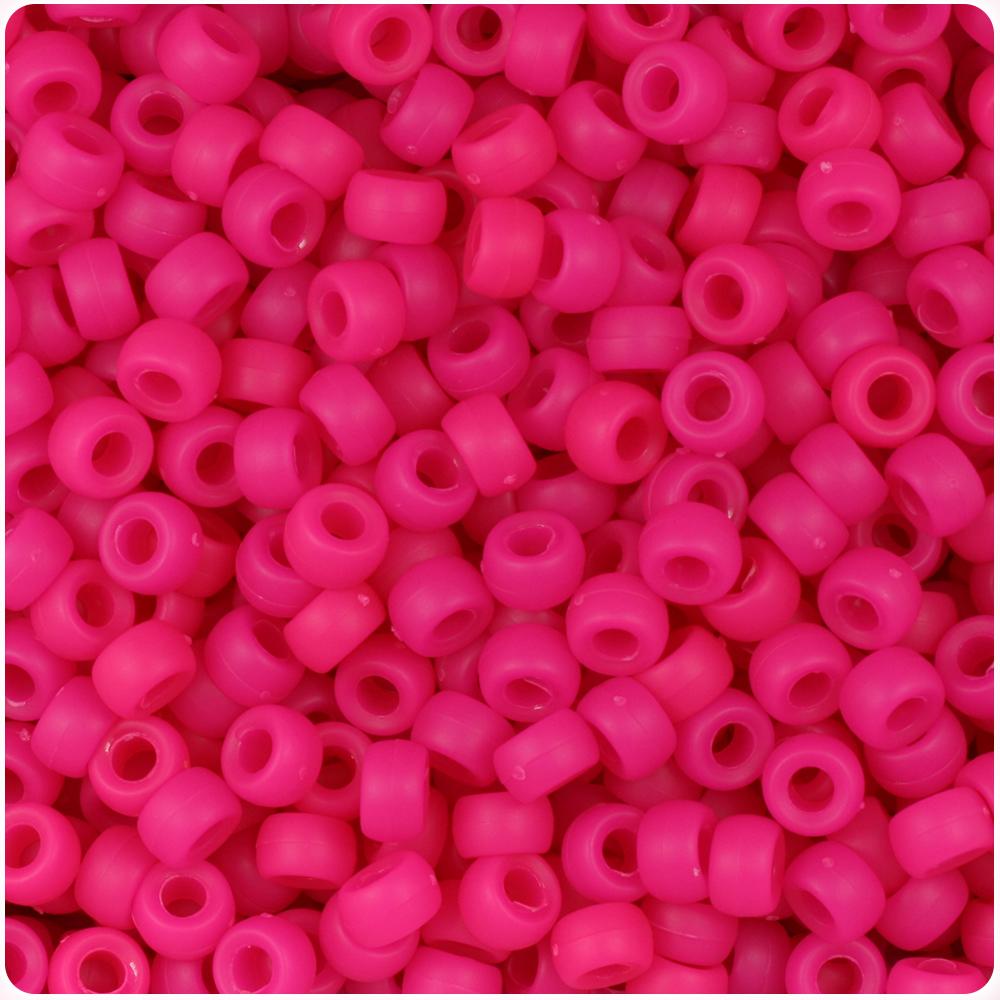 Magenta Matte 6.5mm Mini Barrel Pony Beads (200pcs)