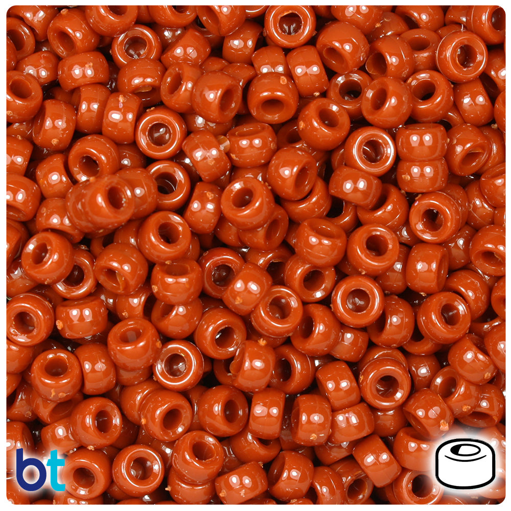 Rust Opaque 6.5mm Mini Barrel Pony Beads (1000pcs)