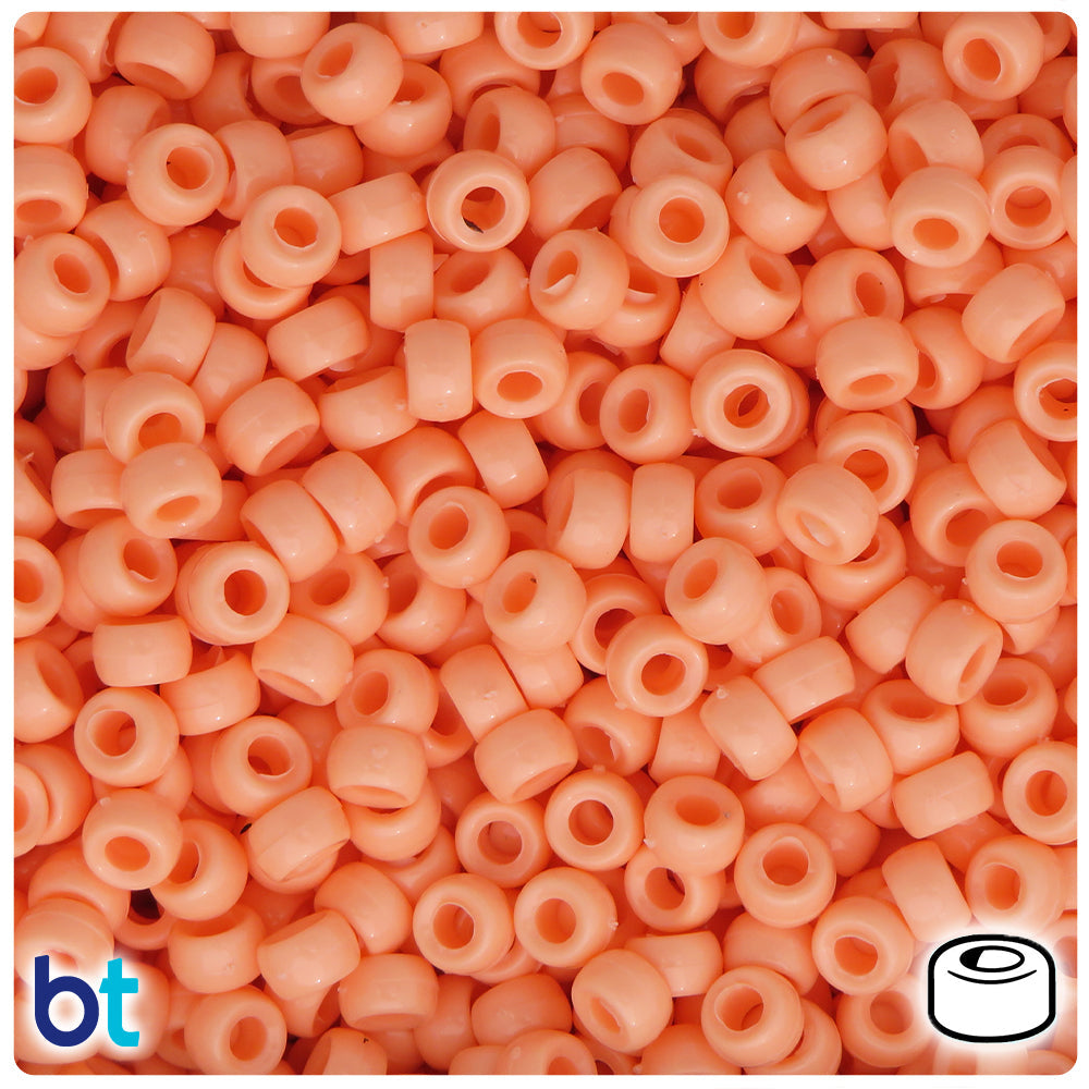 Peach Opaque 6.5mm Mini Barrel Pony Beads (200pcs)