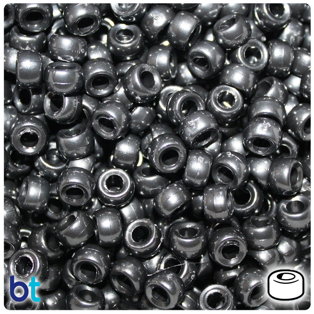 Black Pearl 6.5mm Mini Barrel Pony Beads (1000pcs)