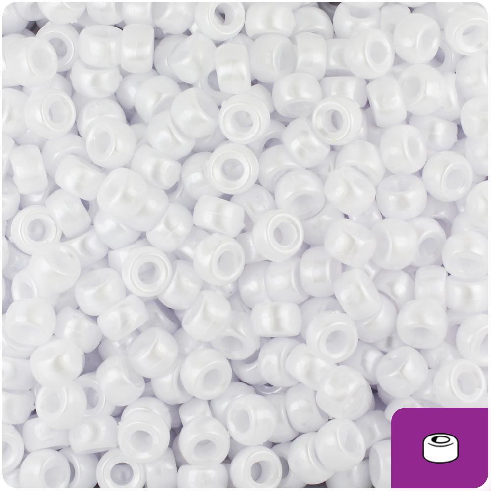 White Pearl 6.5mm Mini Barrel Pony Beads (200pcs)