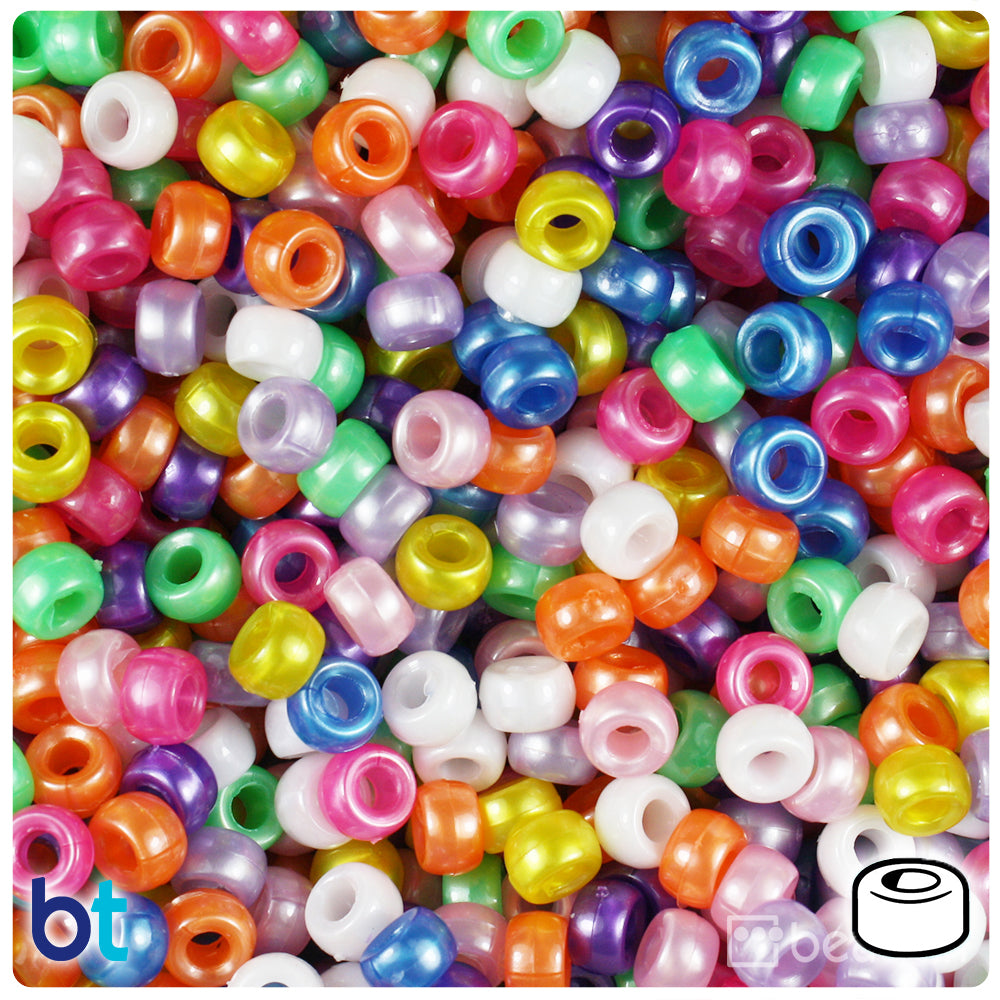 Pearl Mix 6.5mm Mini Barrel Pony Beads (1000pcs)