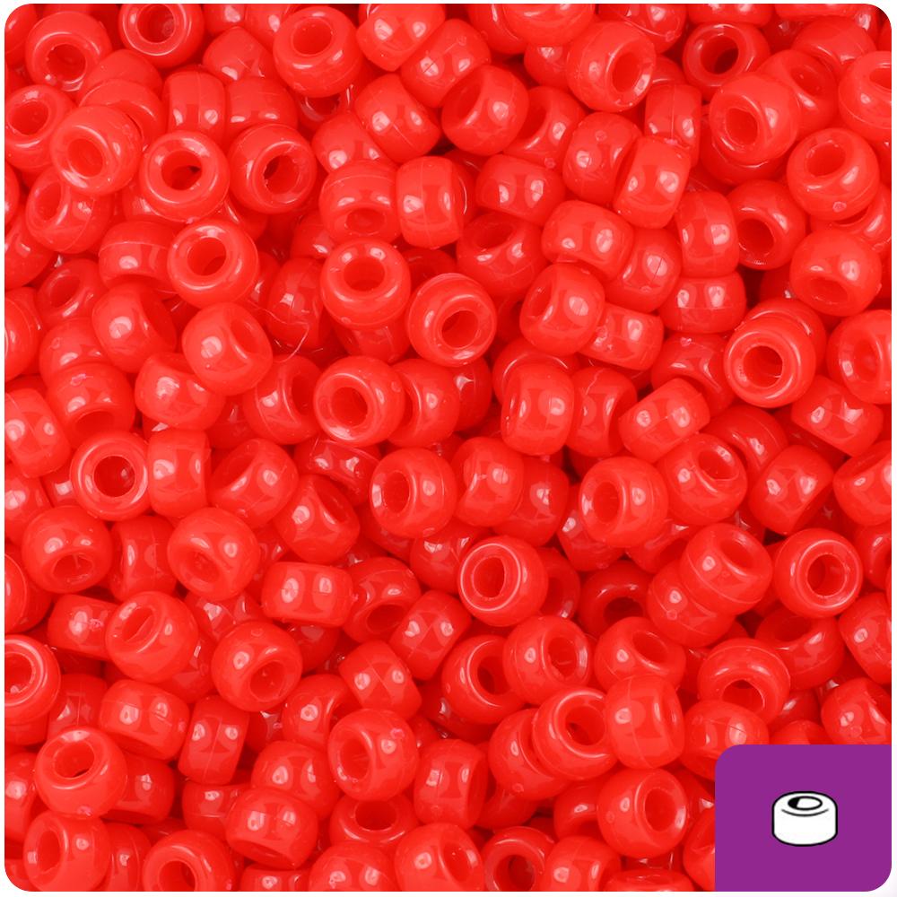 Bright Red Opaque 6.5mm Mini Barrel Pony Beads (200pcs)