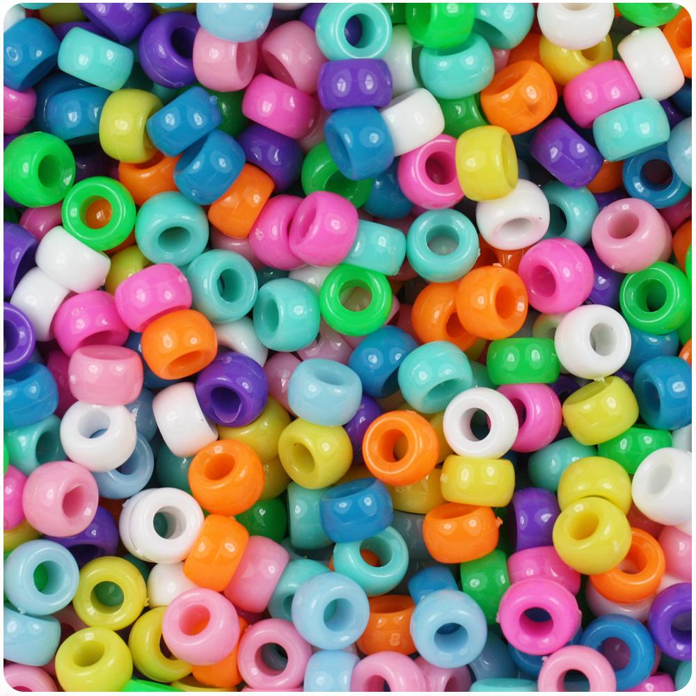 Bright Mix Opaque 6.5mm Mini Barrel Pony Beads (200pcs)