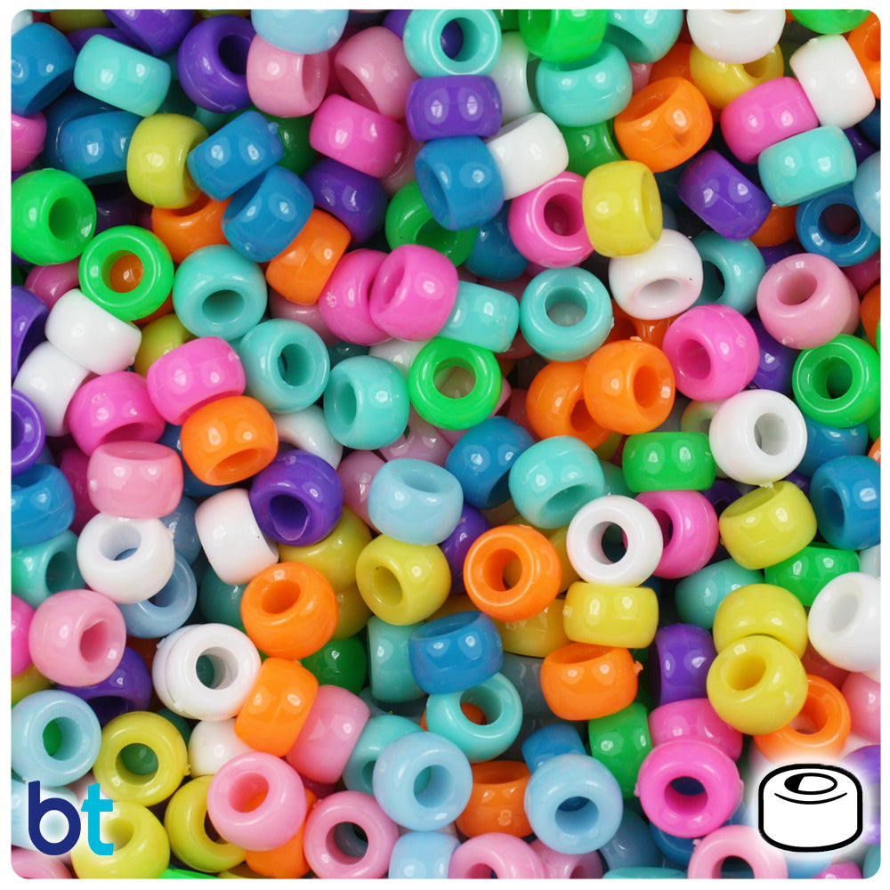 Bright Mix Opaque 6.5mm Mini Barrel Pony Beads (1000pcs)