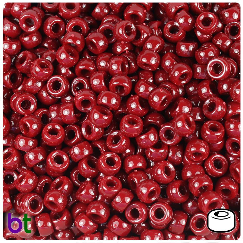 Maroon Opaque 6.5mm Mini Barrel Pony Beads (200pcs)