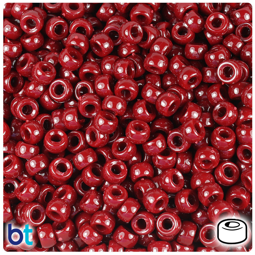 Maroon Opaque 6.5mm Mini Barrel Pony Beads (1000pcs)