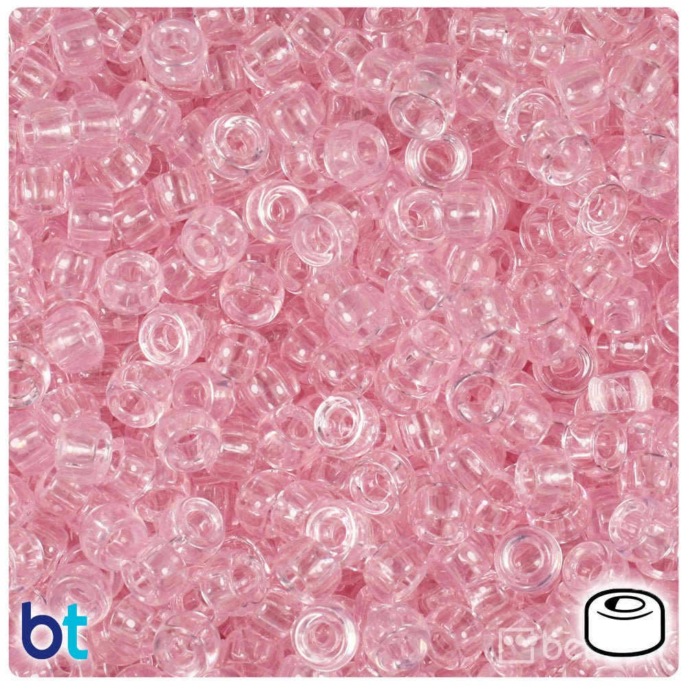 Pale Pink Transparent 6.5mm Mini Barrel Pony Beads (1000pcs)