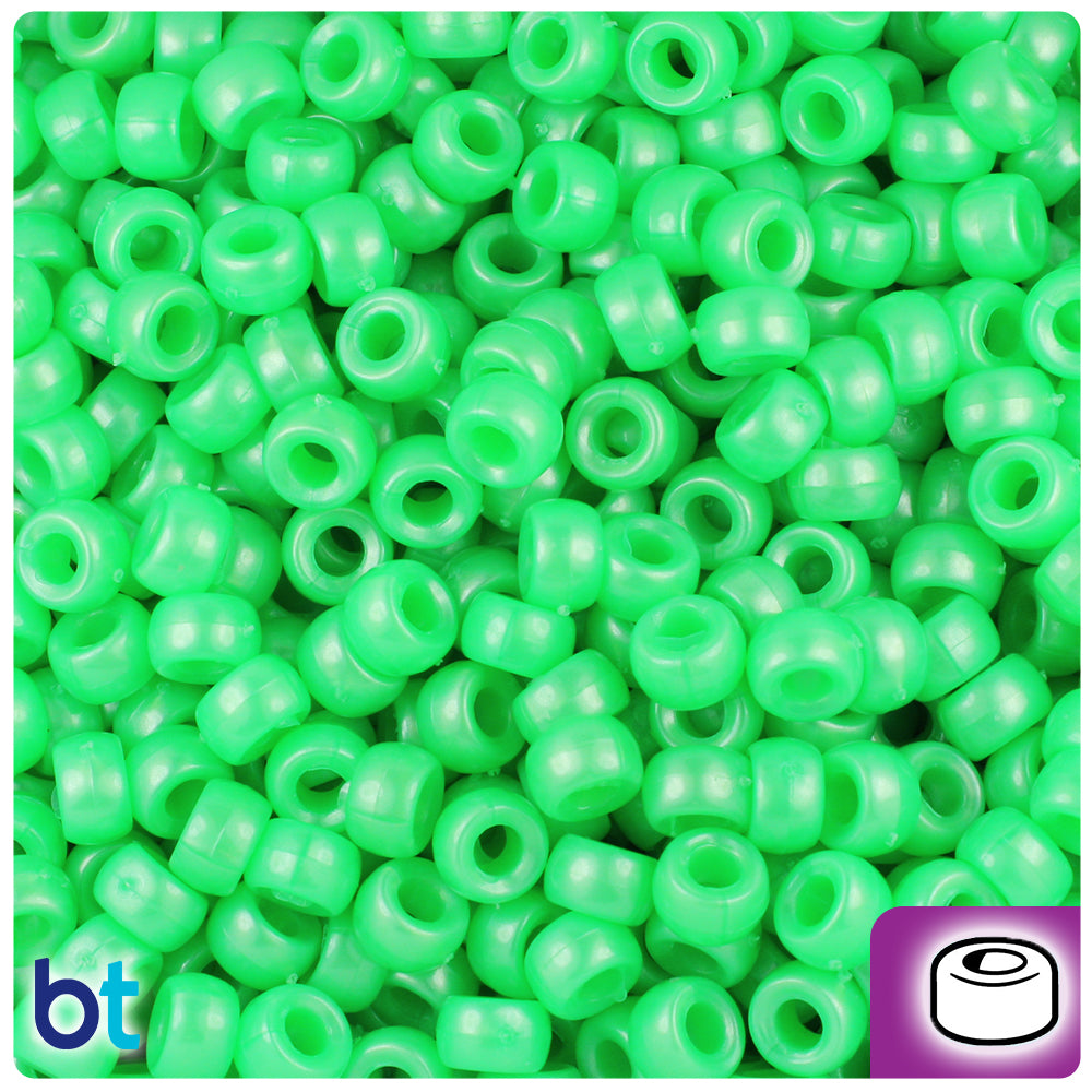 Bright Green Pearl 6.5mm Mini Barrel Pony Beads (1000pcs)