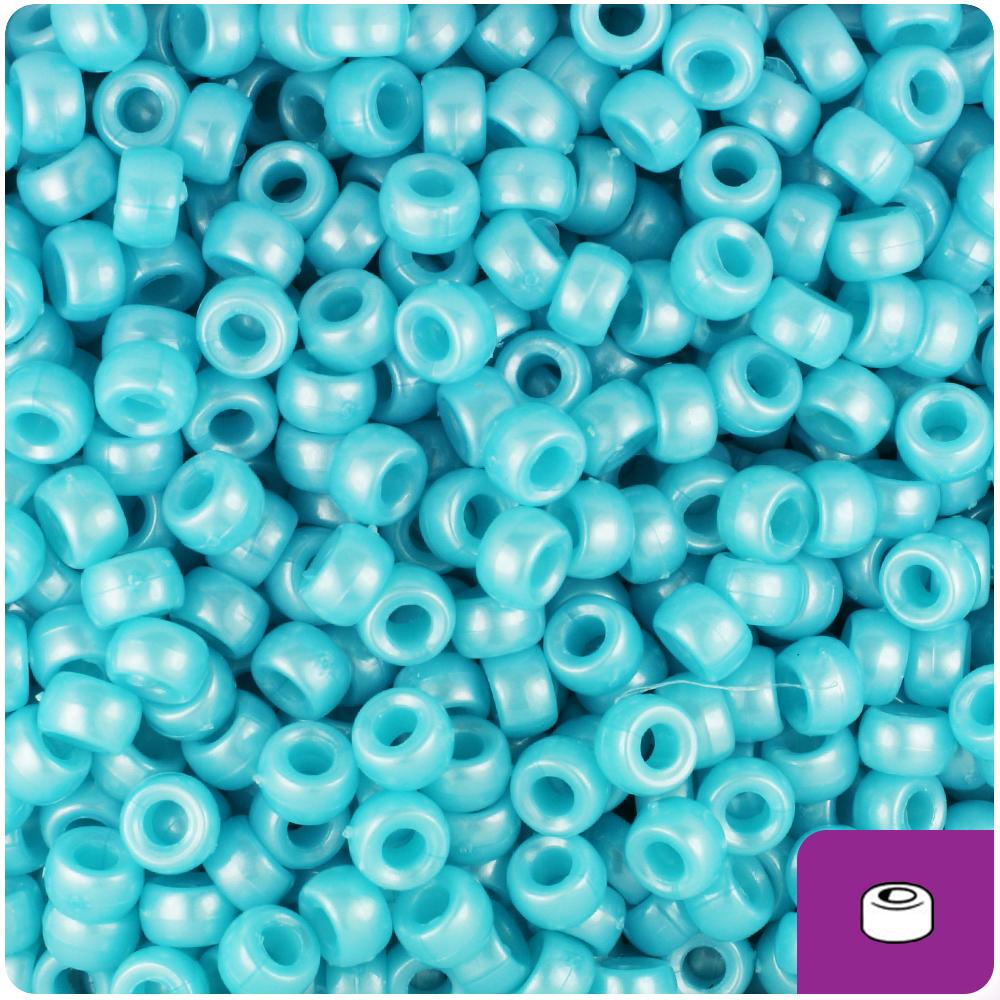 Light Blue Pearl 6.5mm Mini Barrel Pony Beads (200pcs)