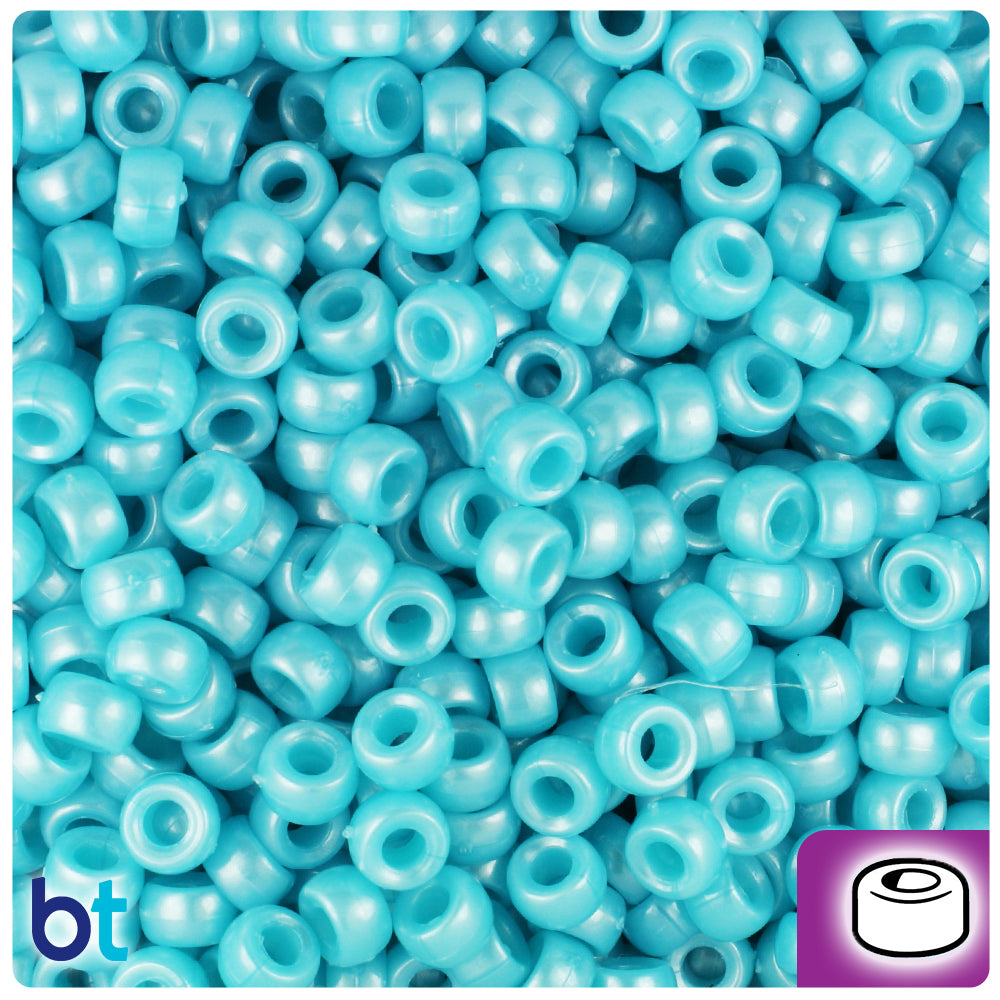 Light Blue Pearl 6.5mm Mini Barrel Pony Beads (1000pcs)