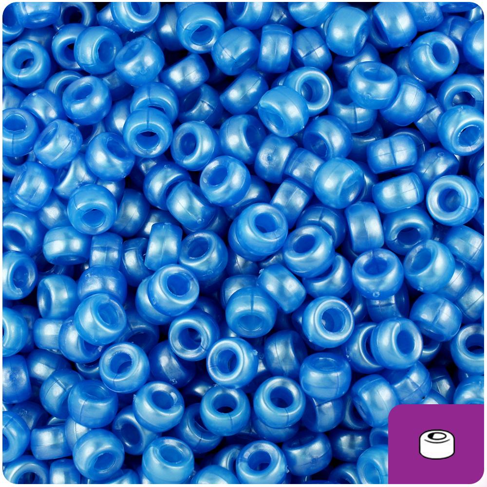 Dark Blue Pearl 6.5mm Mini Barrel Pony Beads (200pcs)