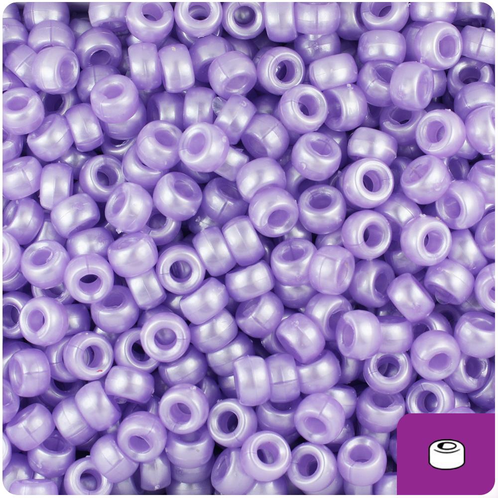 Light Purple Pearl 6.5mm Mini Barrel Pony Beads (200pcs)