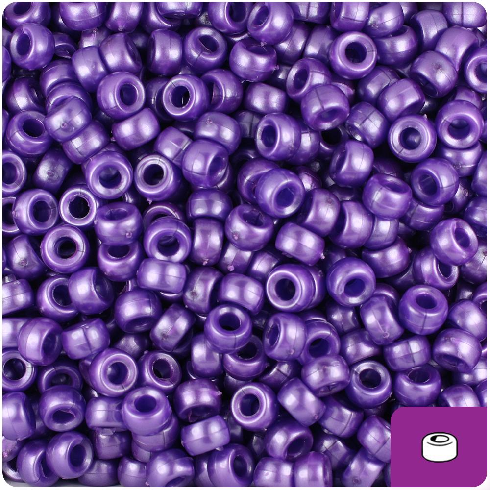 Dark Purple Pearl 6.5mm Mini Barrel Pony Beads (200pcs)