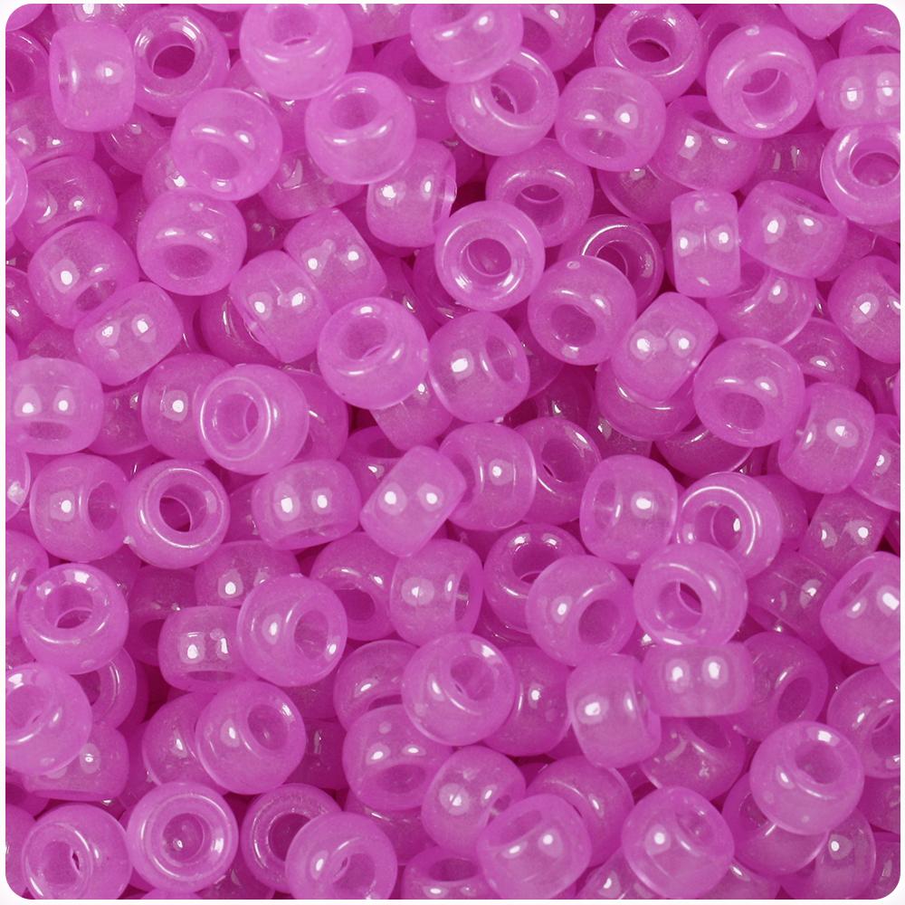 Purple Glow 6.5mm Mini Barrel Pony Beads (200pcs)