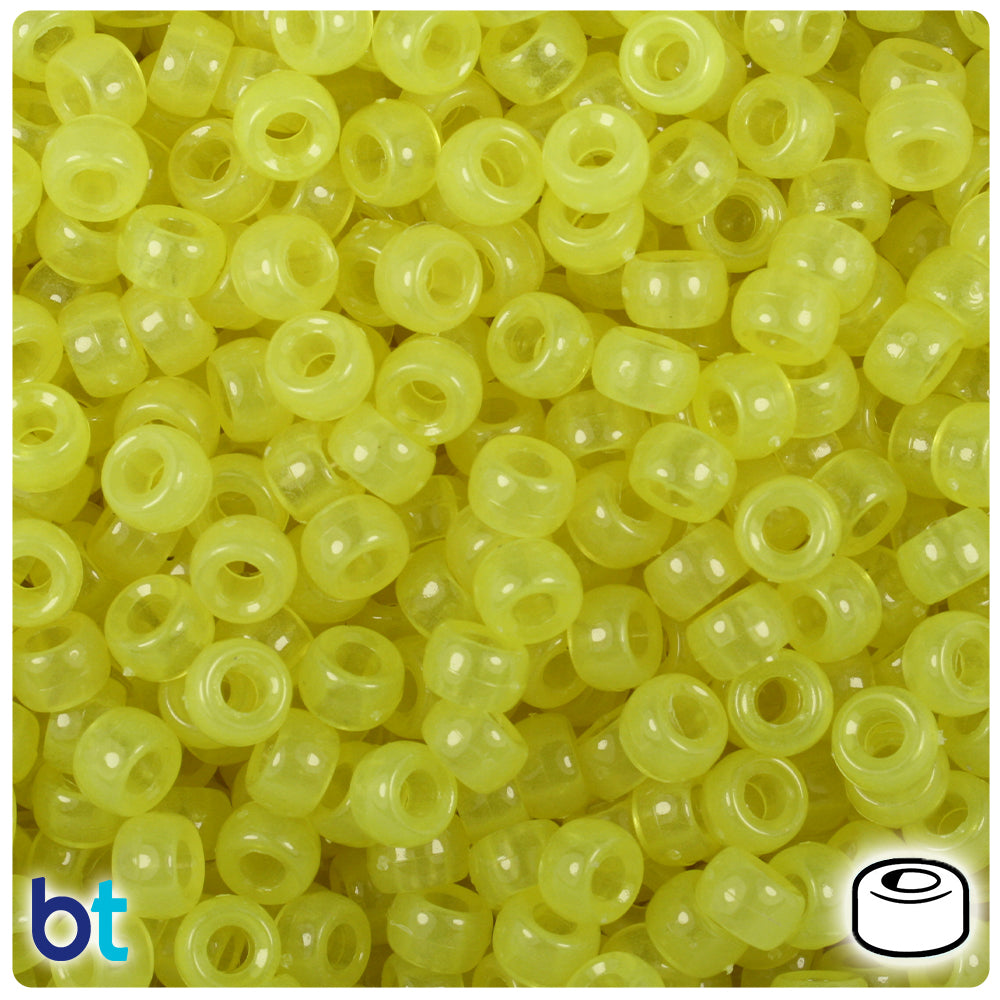 Yellow Glow 6.5mm Mini Barrel Pony Beads (1000pcs)