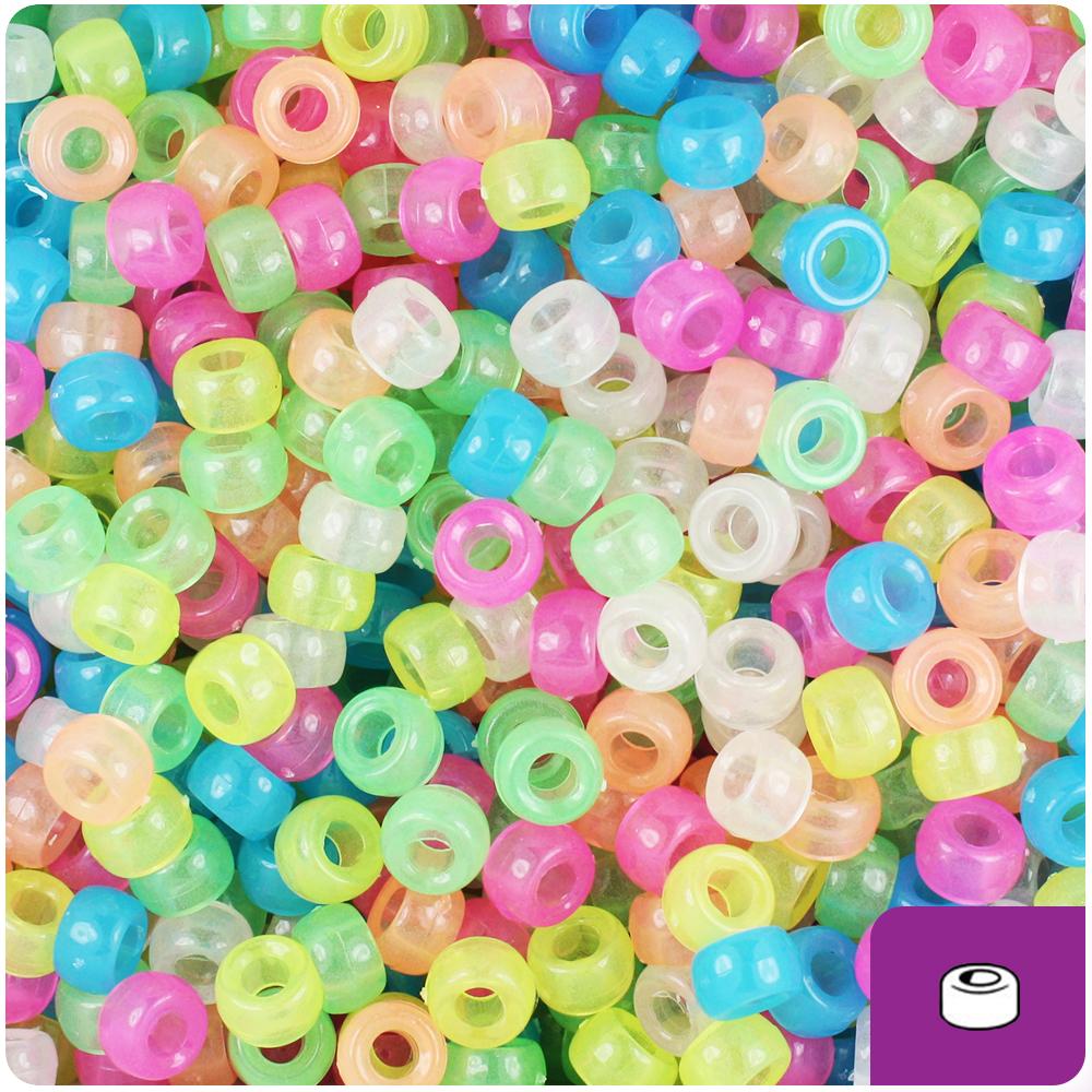 Glow Mix 6.5mm Mini Barrel Pony Beads (200pcs)