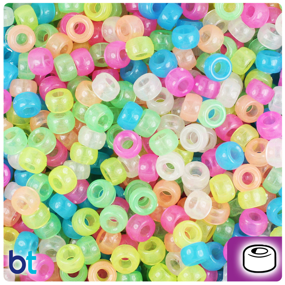 Wholesale Case 6.5mm Mini Barrel Pony Beads - Glow