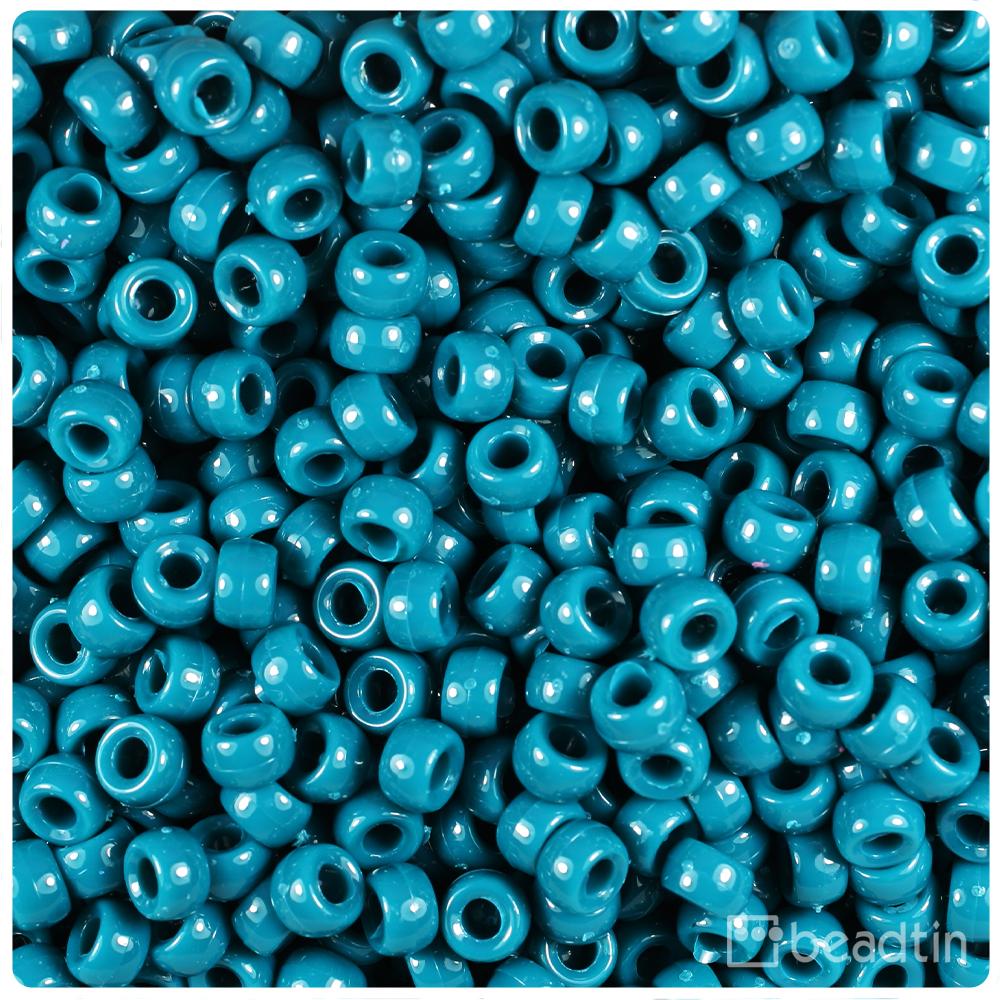 Dark Teal Opaque 6.5mm Mini Barrel Pony Beads (200pcs)