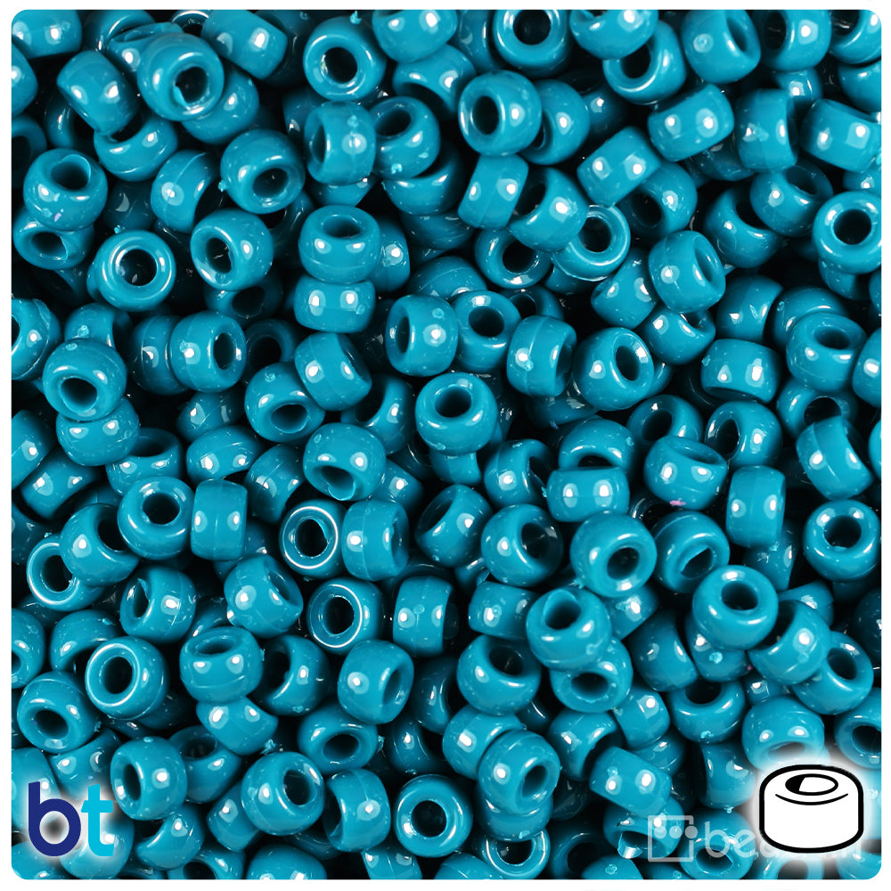 Dark Teal Opaque 6.5mm Mini Barrel Pony Beads (1000pcs)