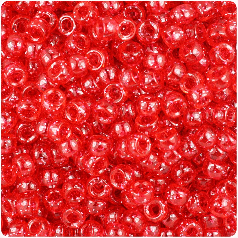 Ruby Sparkle 6.5mm Mini Barrel Pony Beads (200pcs)