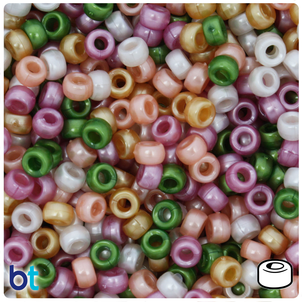Warm Mix Pearl 6.5mm Mini Barrel Pony Beads (200pcs)