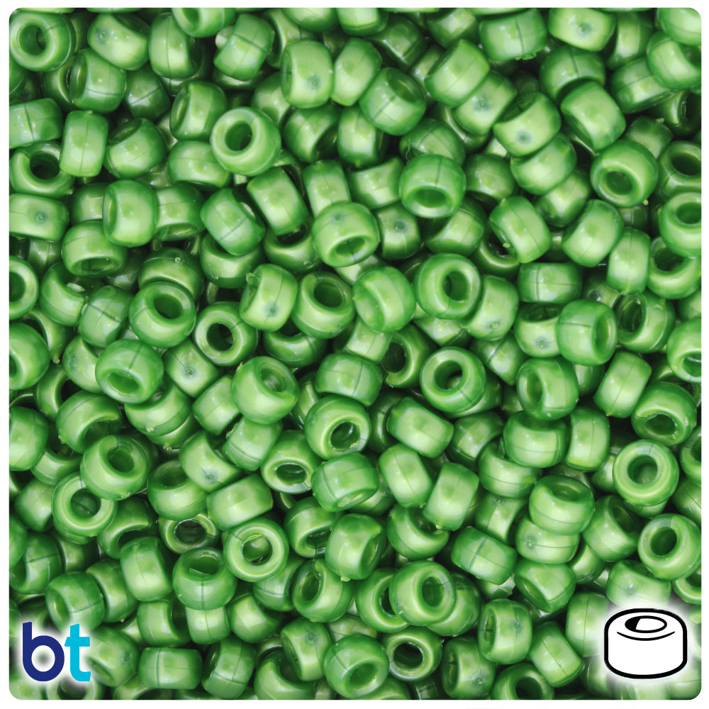 Dark Green Pearl 6.5mm Mini Barrel Pony Beads (1000pcs)
