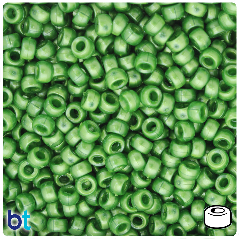Dark Green Pearl 6.5mm Mini Barrel Pony Beads (200pcs)