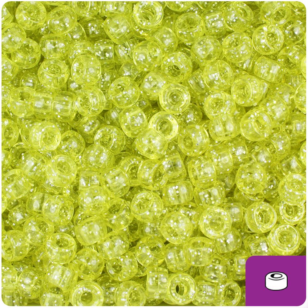 Yellow Sparkle 6.5mm Mini Barrel Pony Beads (200pcs)
