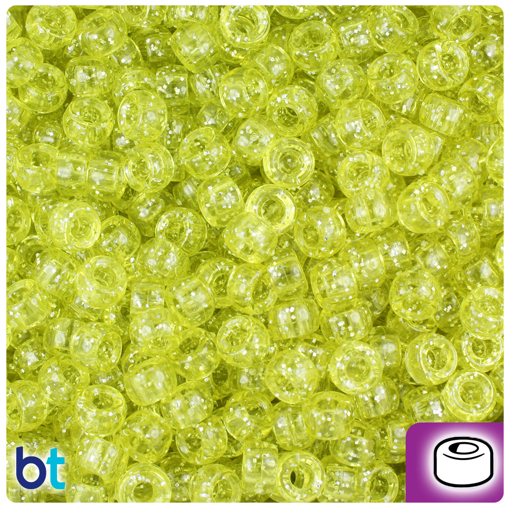 Yellow Sparkle 6.5mm Mini Barrel Pony Beads (1000pcs)