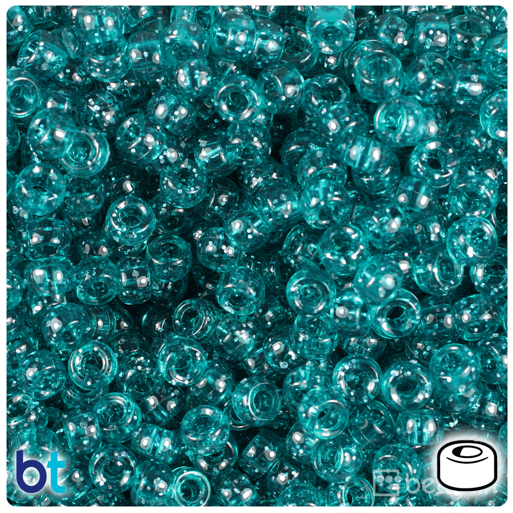 Dark Teal Sparkle 6.5mm Mini Barrel Pony Beads (1000pcs)