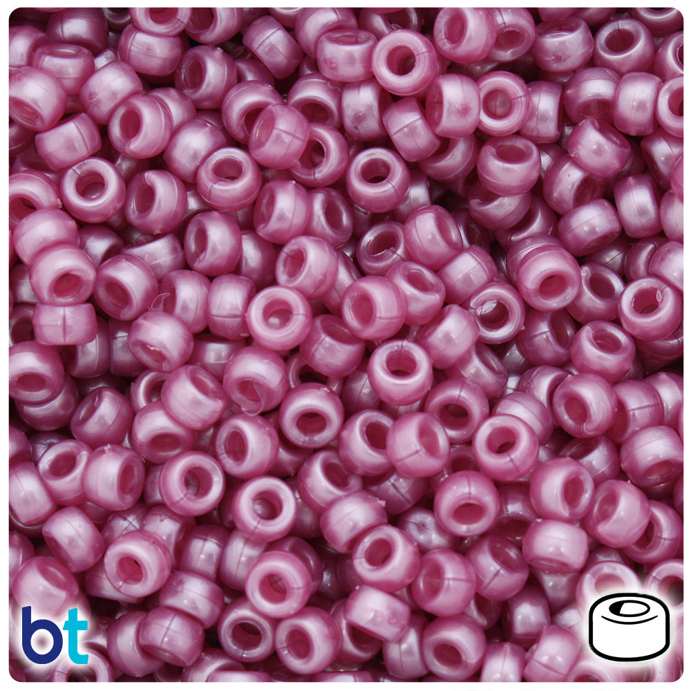 Mauve Pearl 6.5mm Mini Barrel Pony Beads (1000pcs)