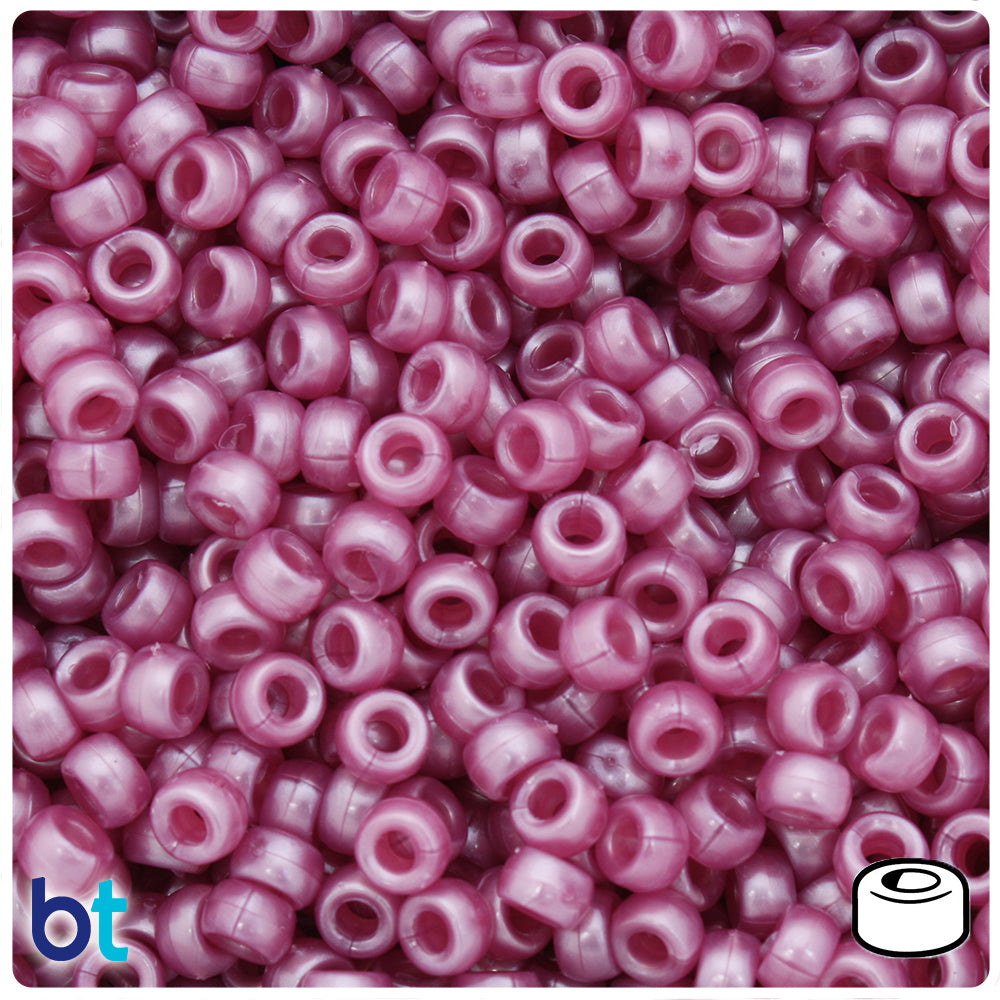 Mauve Pearl 6.5mm Mini Barrel Pony Beads (200pcs)