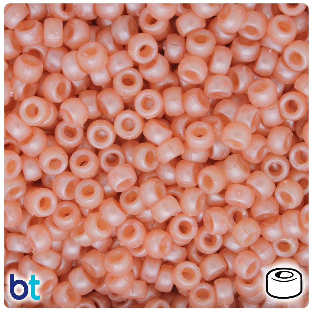 Peach Pearl 6.5mm Mini Barrel Pony Beads (1000pcs)