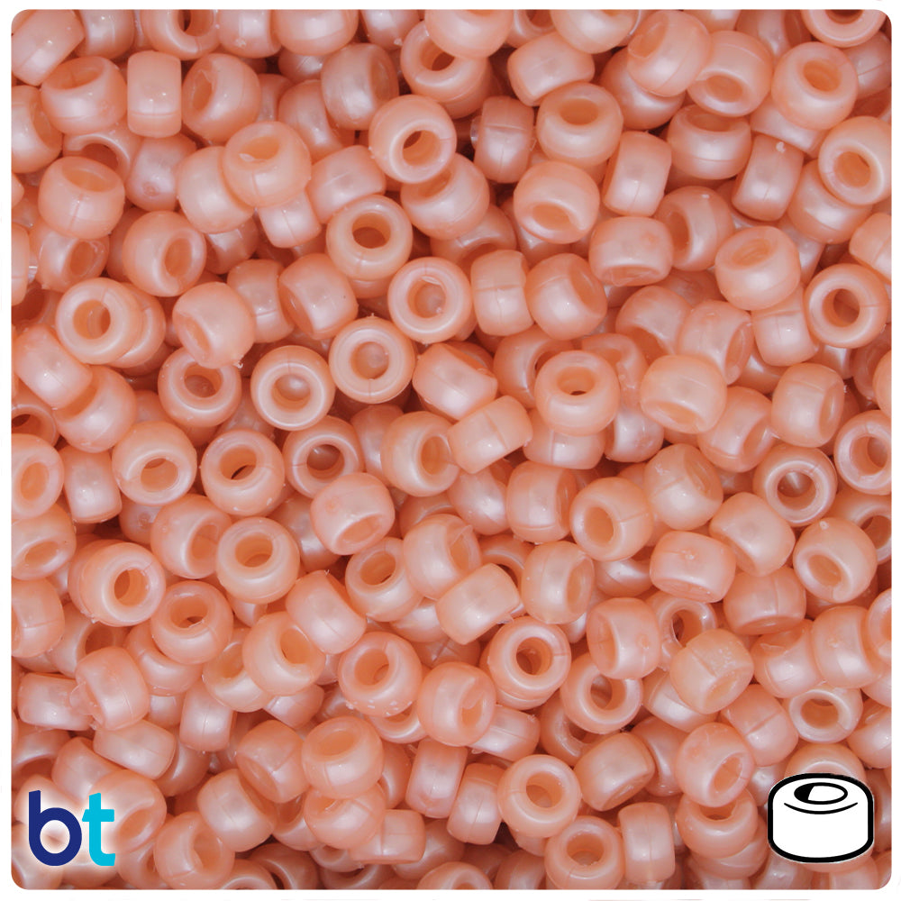 Peach Pearl 6.5mm Mini Barrel Pony Beads (200pcs)