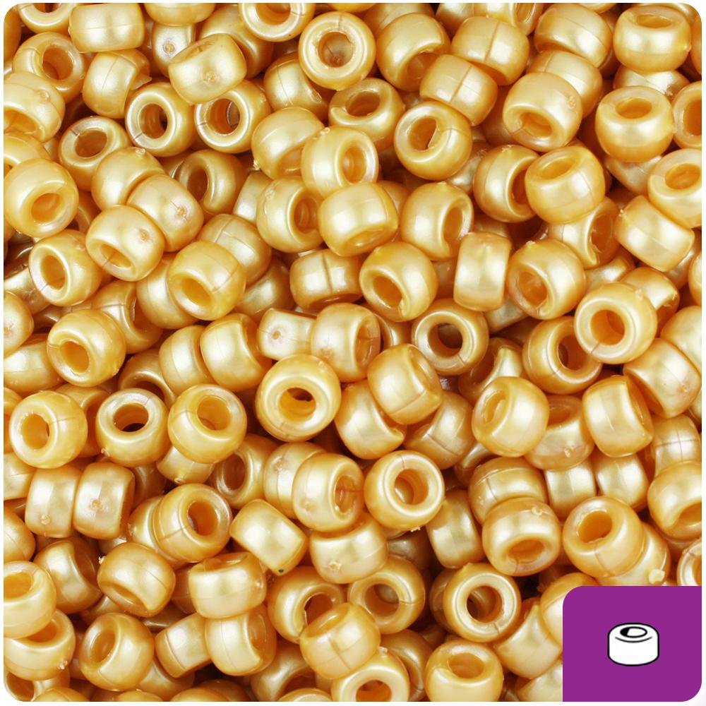 Gold Pearl 6.5mm Mini Barrel Pony Beads (200pcs)