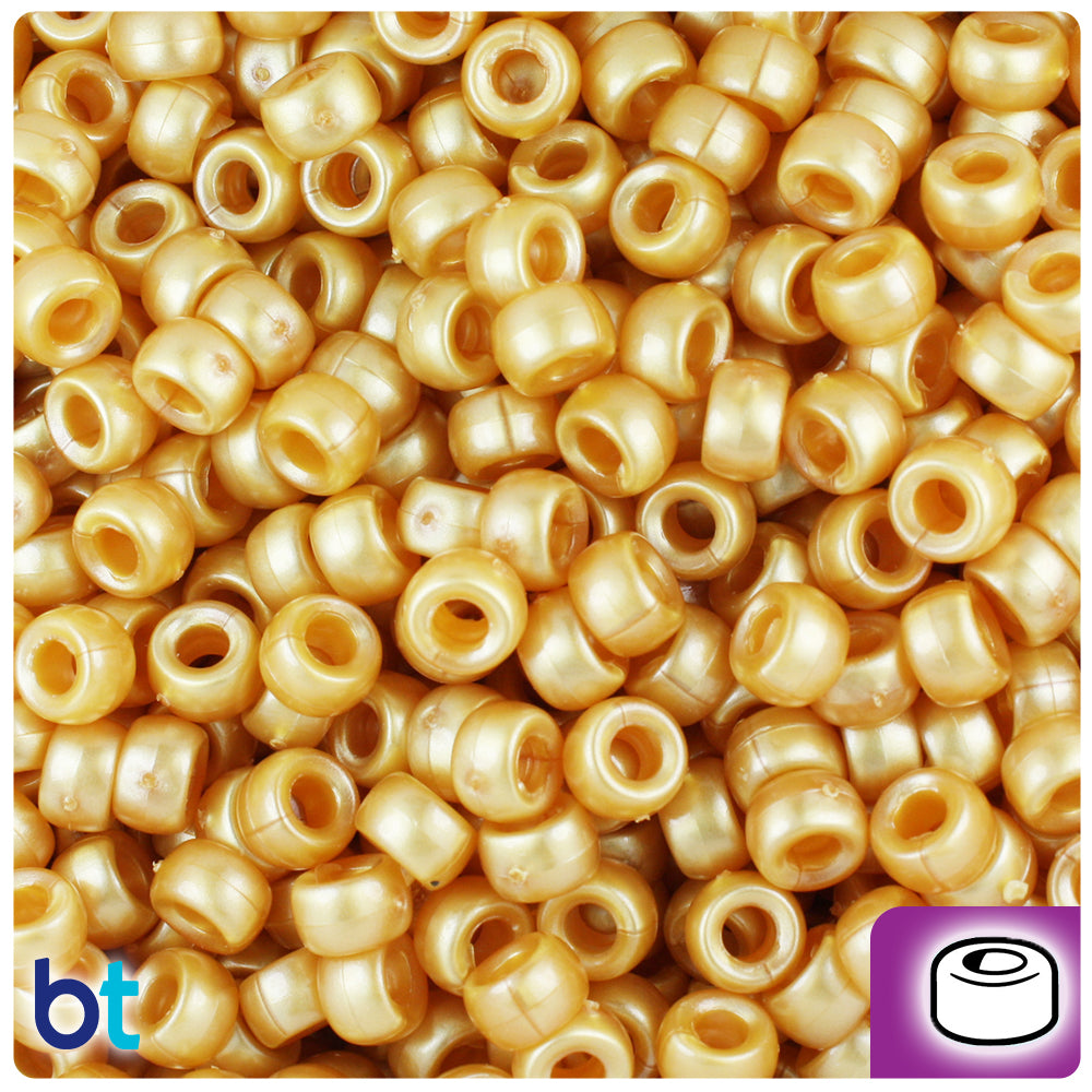 Gold Pearl 6.5mm Mini Barrel Pony Beads (1000pcs)