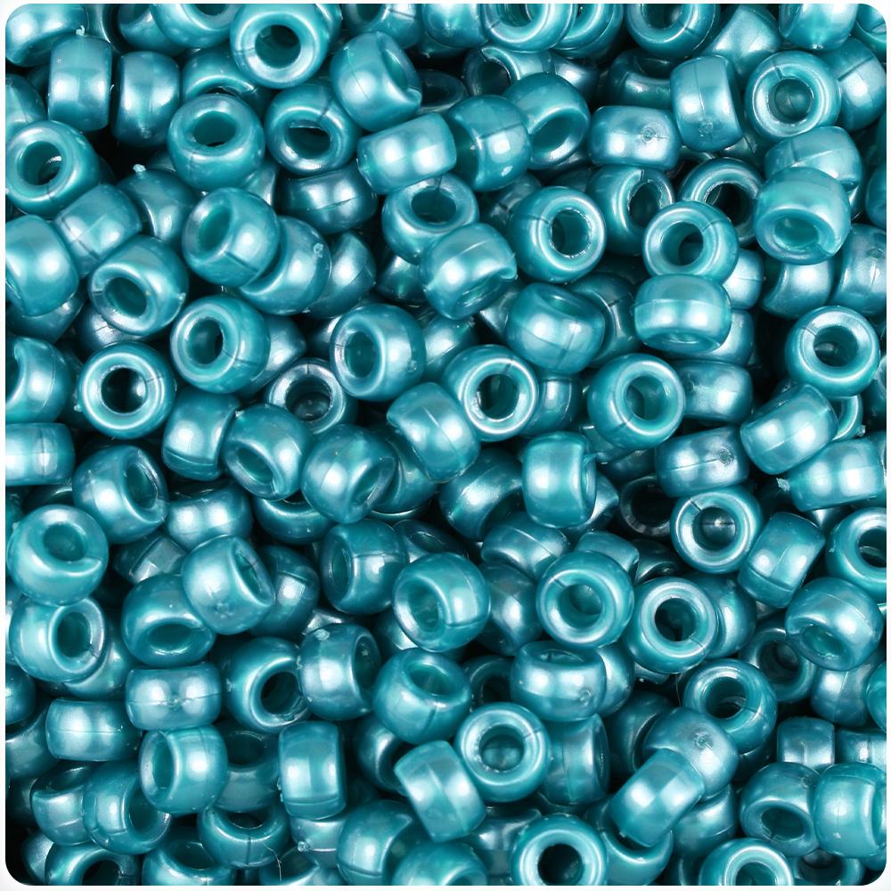 Teal Pearl 6.5mm Mini Barrel Pony Beads (200pcs)