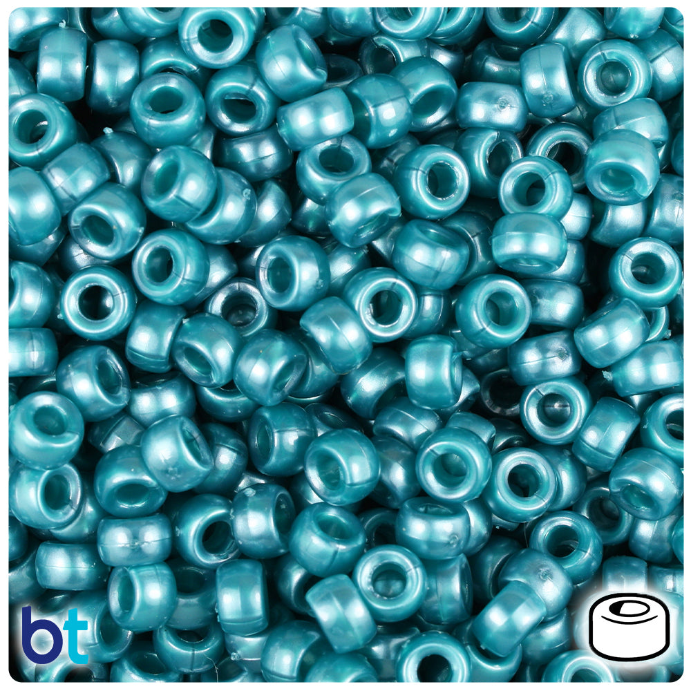 Teal Pearl 6.5mm Mini Barrel Pony Beads (1000pcs)